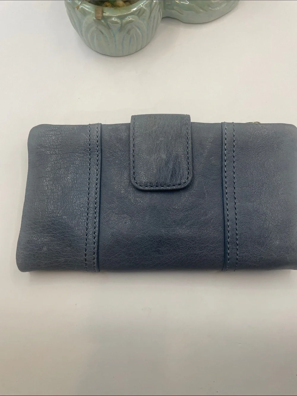 Vintage Classic Fossil Women's Leather Wallet - Slate Blue - Gently used. 000950